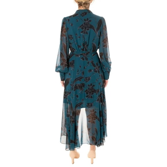 Taylor Dresses & Skirts - Taylor V-neck long sleeve tie waist floral burnout chiffon dress : Size :10